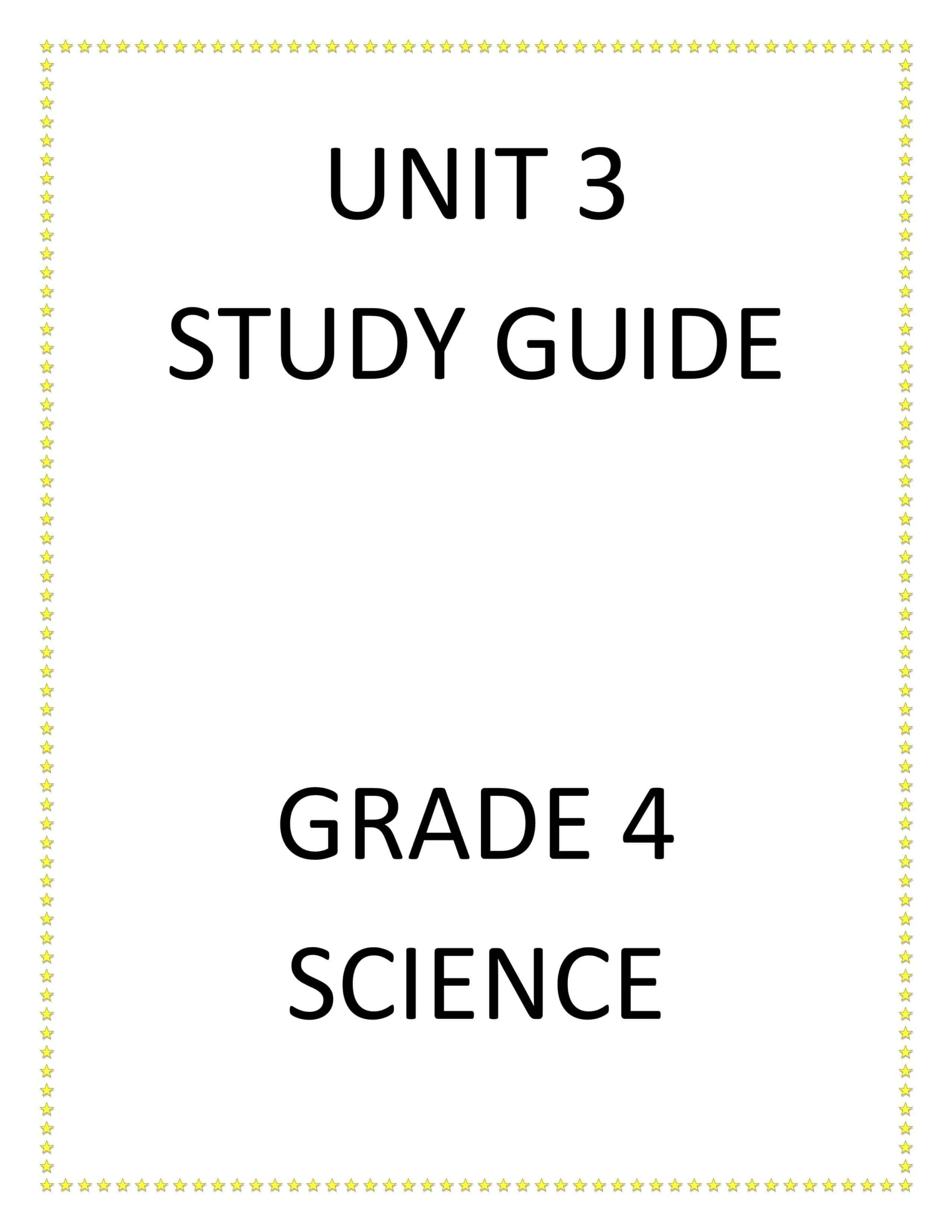 UNIT 3 STUDY GUIDE بالإنجليزي العلوم المتكاملة الصف الرابع 