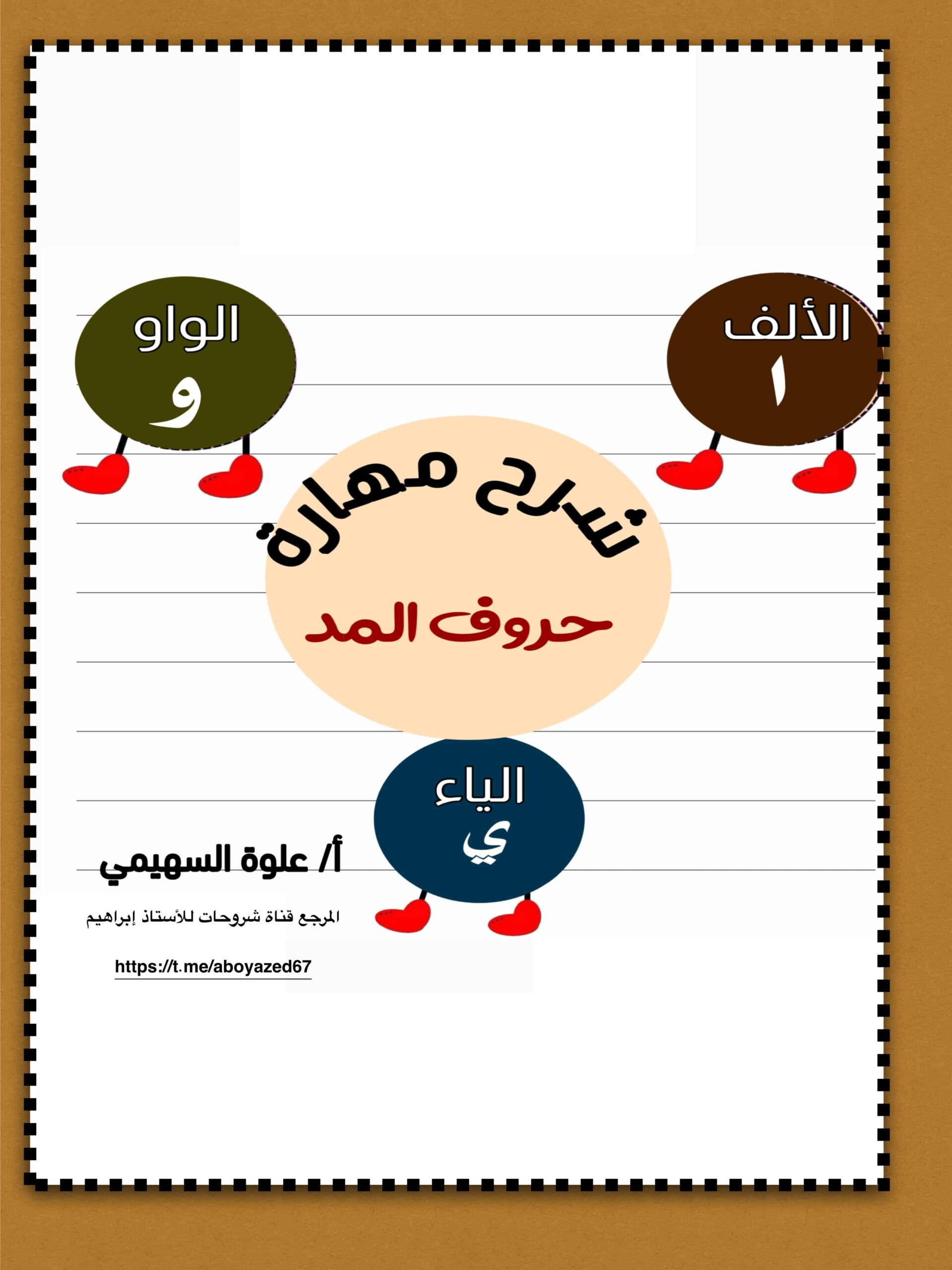 شرح مهارة حروف المد اللغة العربية الصف الأول