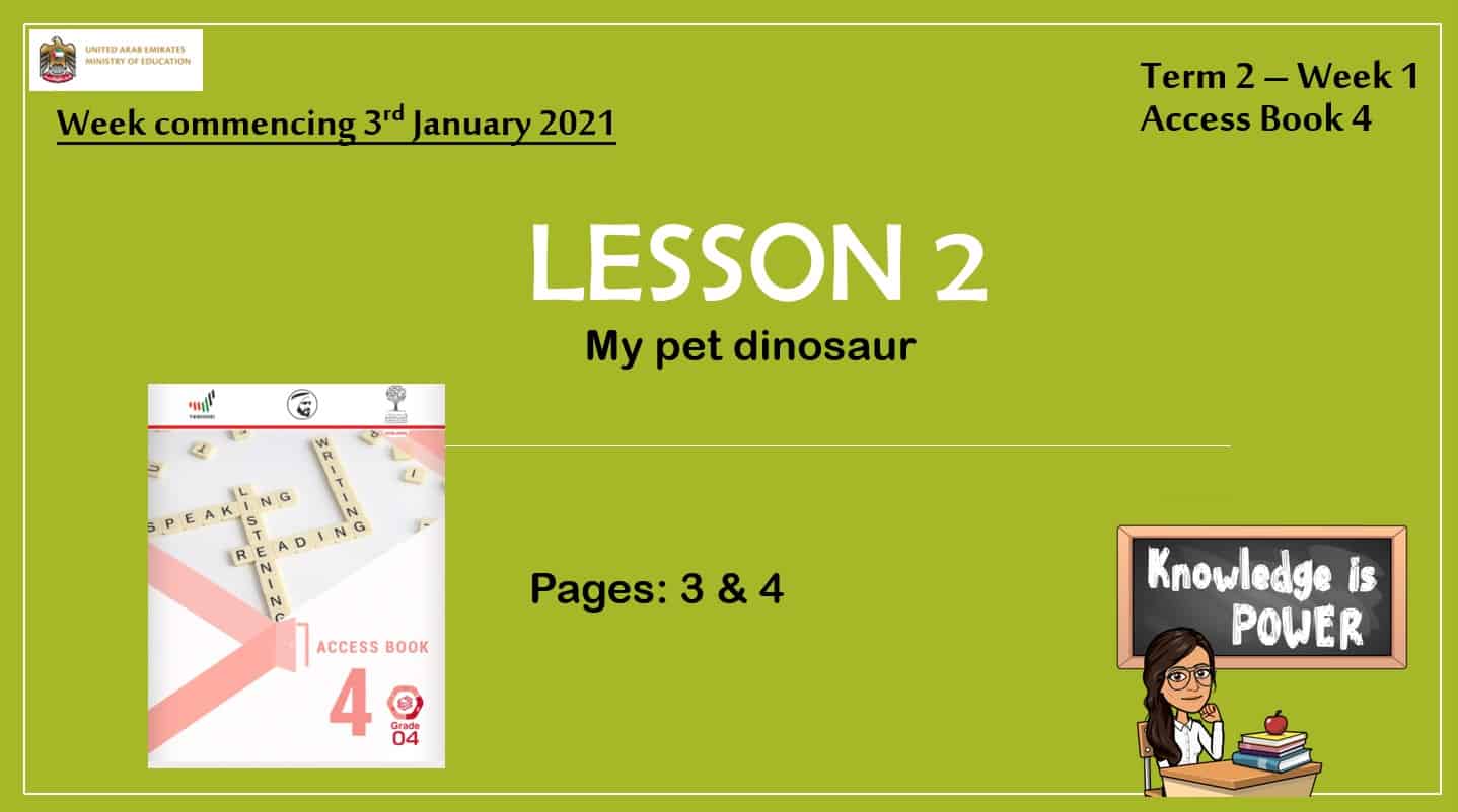 حل درس My pet dinosaur اللغة الإنجليزية الصف الرابع - بوربوينت