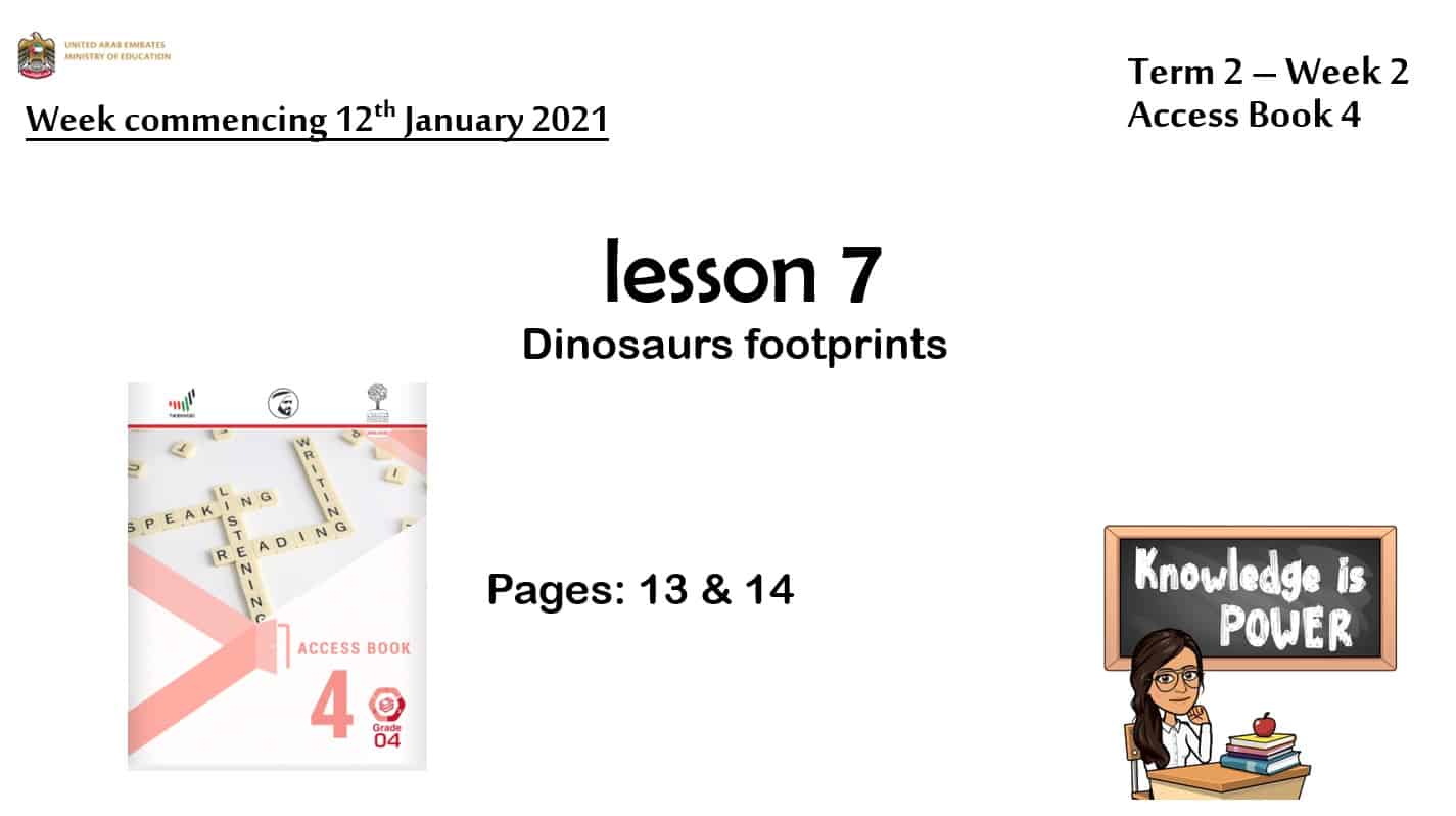 حل درس Dinosaurs footprints اللغة الإنجليزية الصف الرابع - بوربوينت