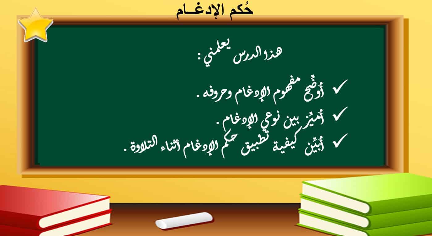 حل درس حكم الإدغام التربية الإسلامية الصف السادس - بوربوينت