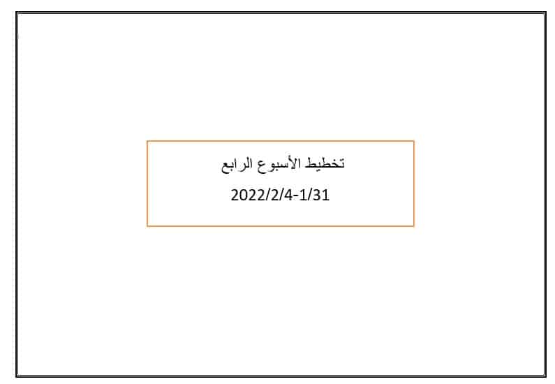 الخطة الدرسية اليومية الأسبوع الرابع اللغة العربية الصف الثالث 