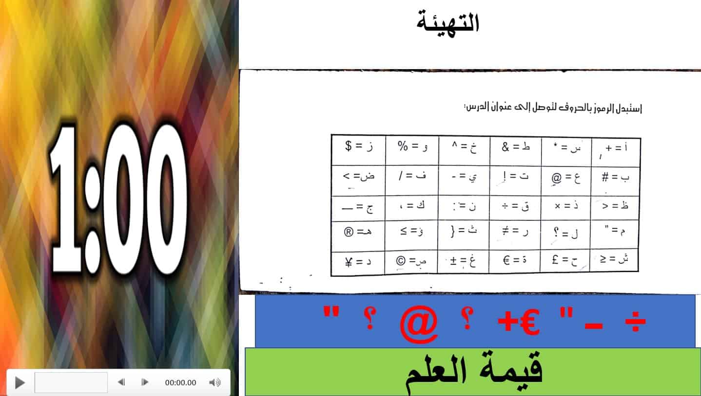 حل درس قيمة العلم اللغة العربية الصف السادس - بوربوينت
