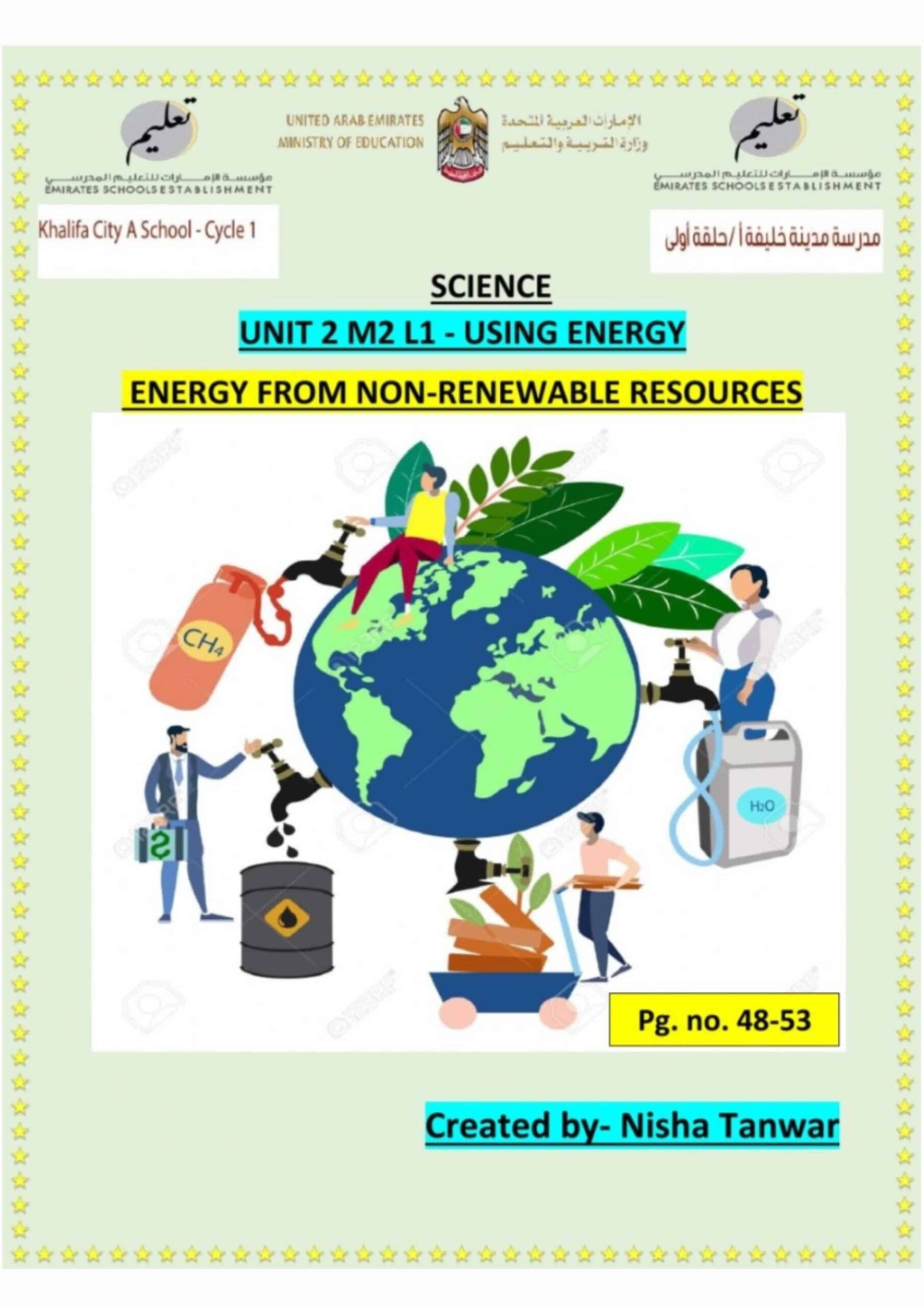 أوراق عمل Non Renewable Resource العلوم المتكاملة الصف الرابع