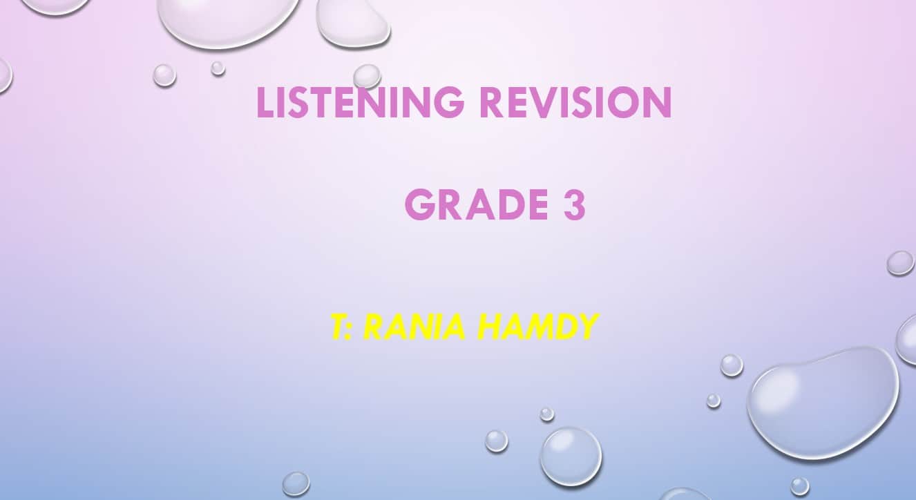 مراجعة Listening revision اللغة الإنجليزية الصف الثالث - بوربوينت