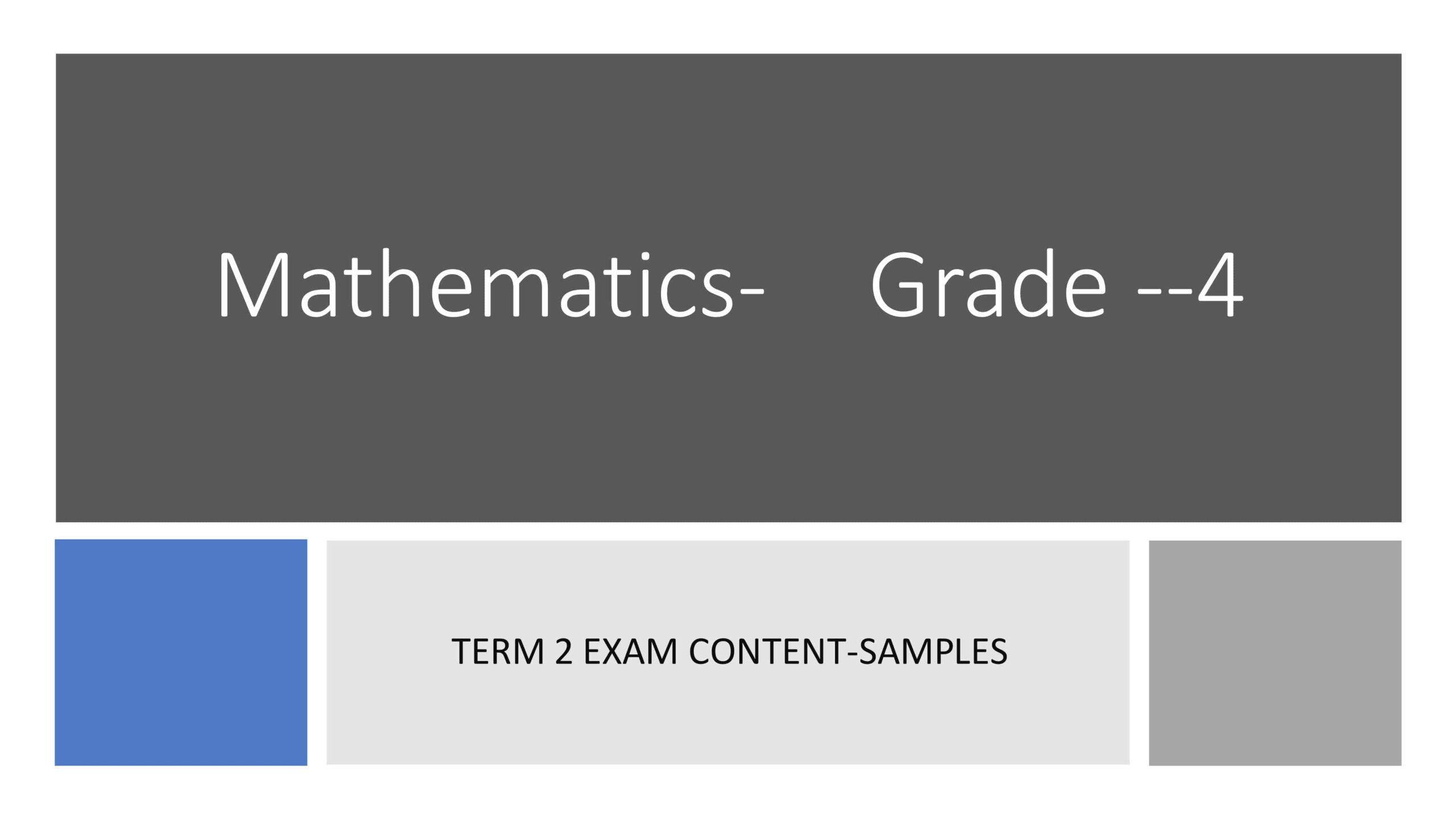 أوراق عمل Exam content الرياضيات المتكاملة الصف الرابع