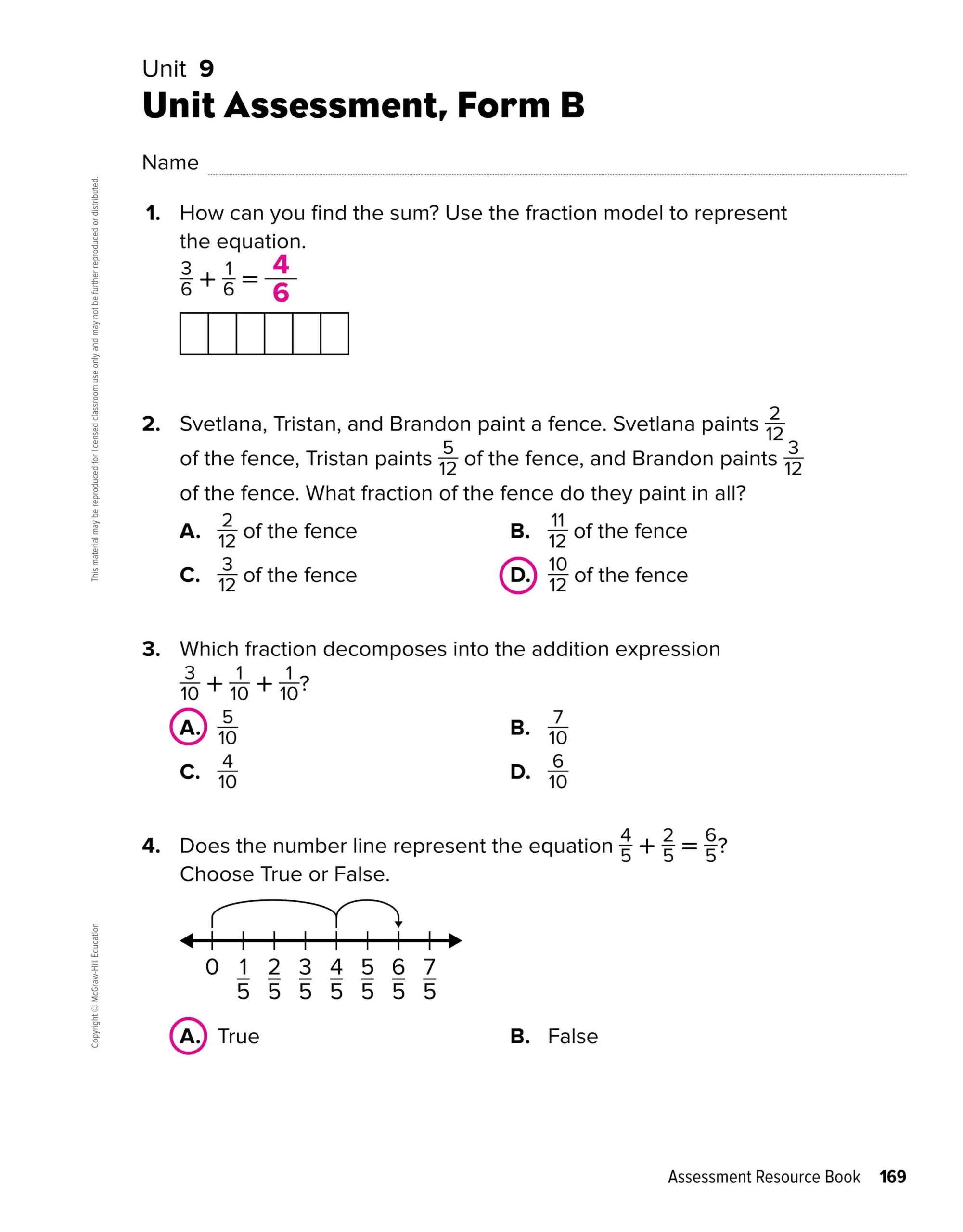 حل ورقة عمل الوحدة التاسعة بالإنجليزي الرياضيات المتكاملة الصف الرابع