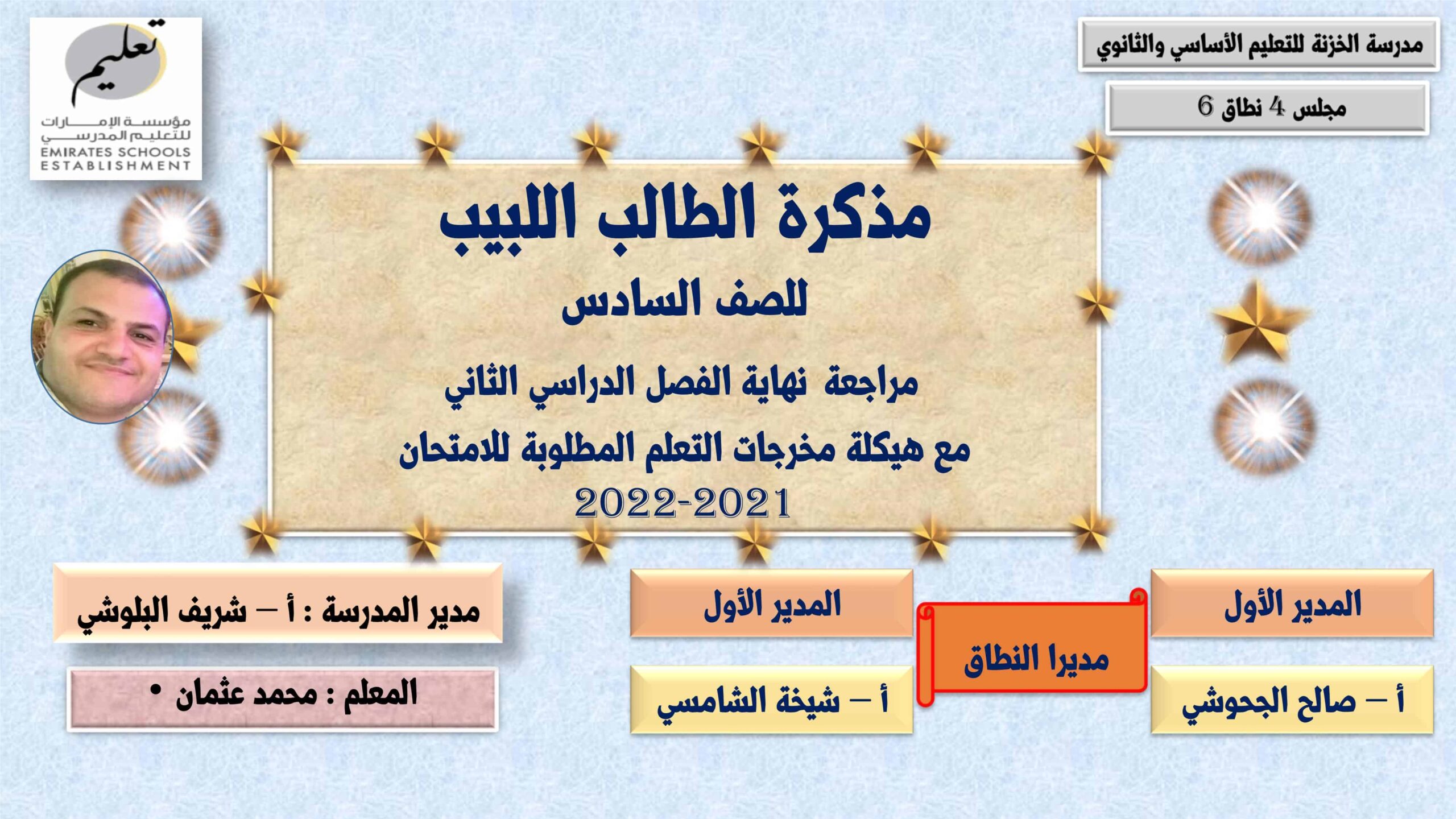 مراجعة هيكلة مخرجات التعلم للامتحان اللغة العربية الصف السادس