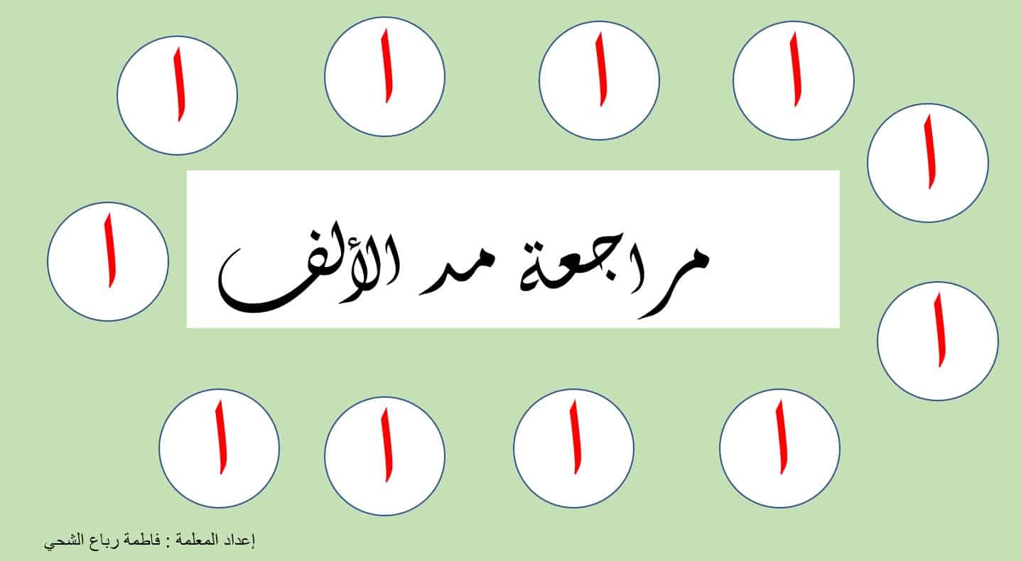 مراجعة مد الألف اللغة العربية الصف الأول - بوربوينت