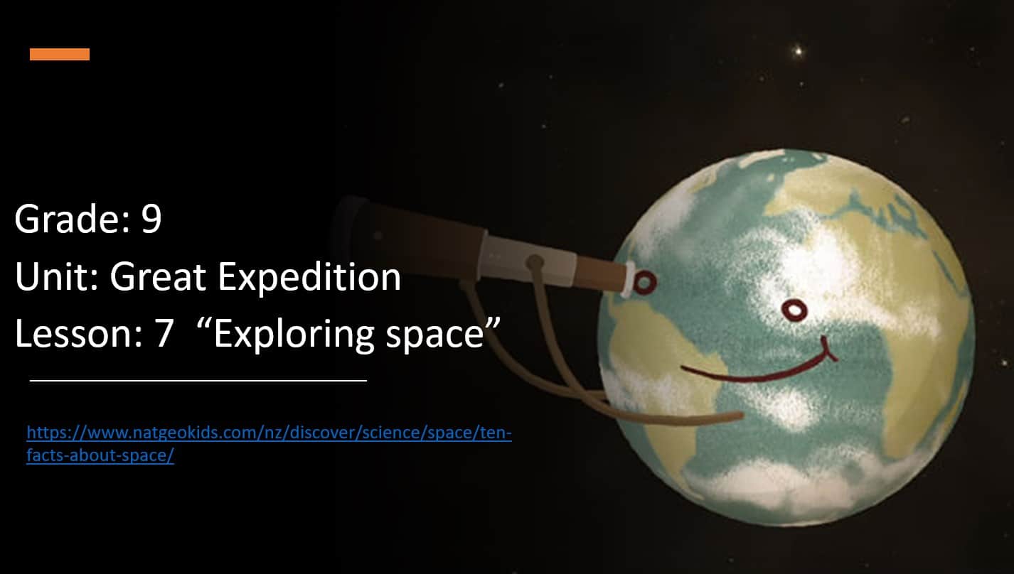 حل درس Exploring space اللغة الإنجليزية الصف الثامن - بوربوينت