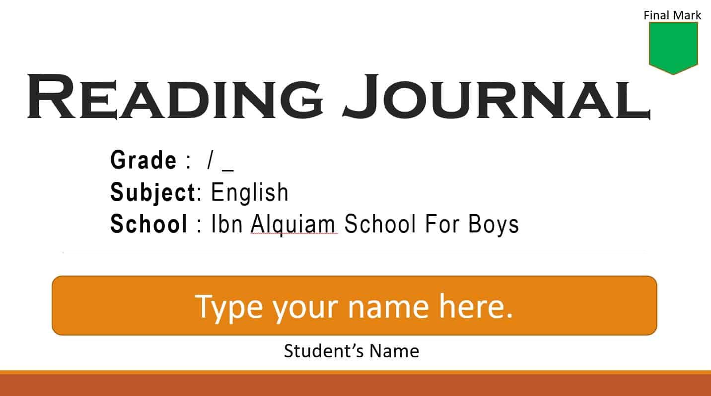 تدريبات Reading Journal اللغة الإنجليزية الصف الخامس - بوربوينت 