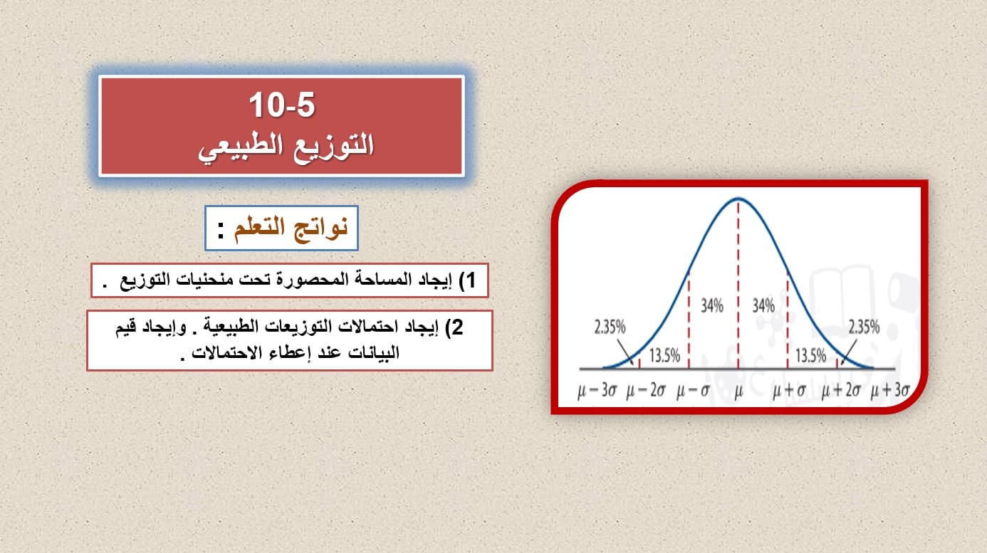حل درس التوزيع الطبيعي الرياضيات المتكاملة الصف الثاني عشر - بوربوينت