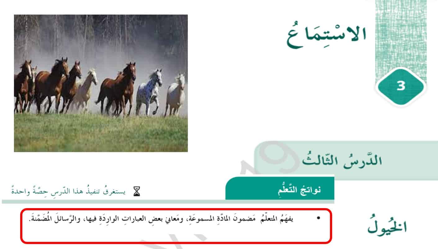 حل درس الخيول اللغة العربية الصف السادس - بوربوينت