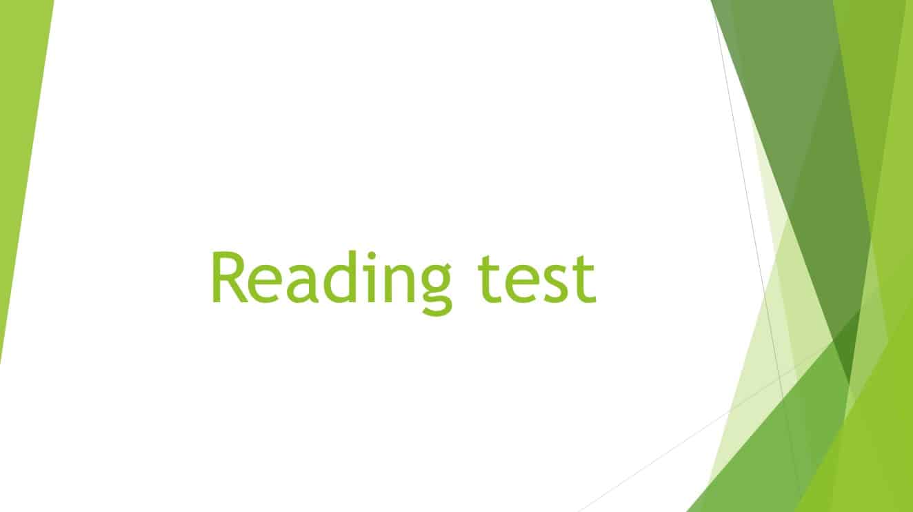 مراجعة Reading test اللغة الإنجليزية الصف الخامس - بوربوينت 
