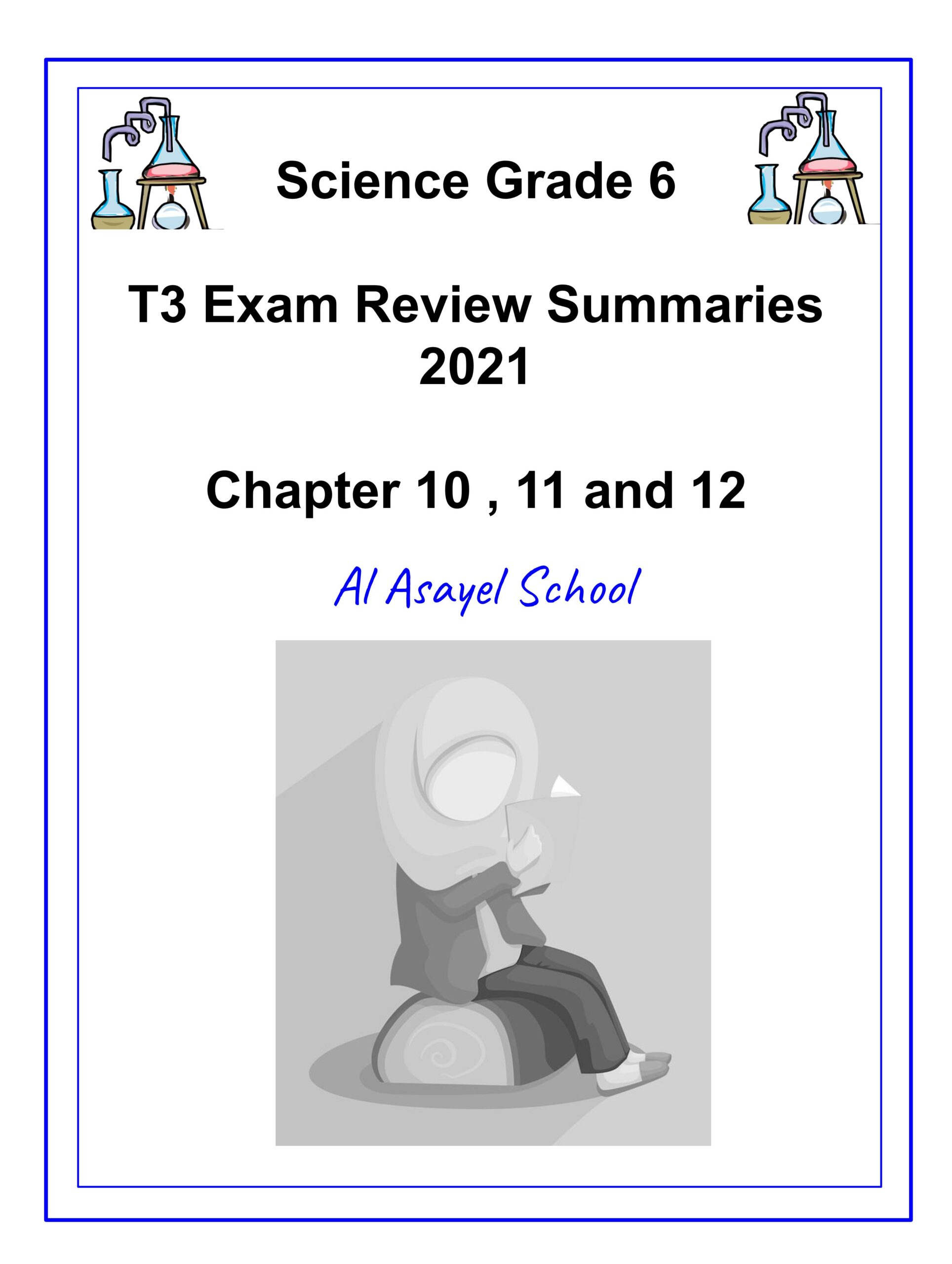 ملخص Exam Review Summaries العلوم المتكاملة الصف السادس 