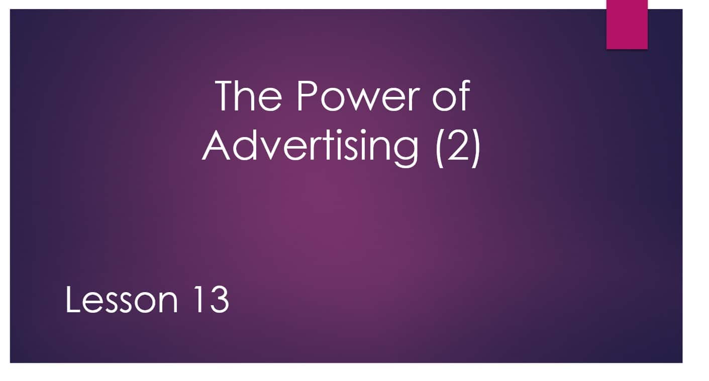 حل درس The Power of Advertising اللغة الإنجليزية الصف السابع - بوربوينت