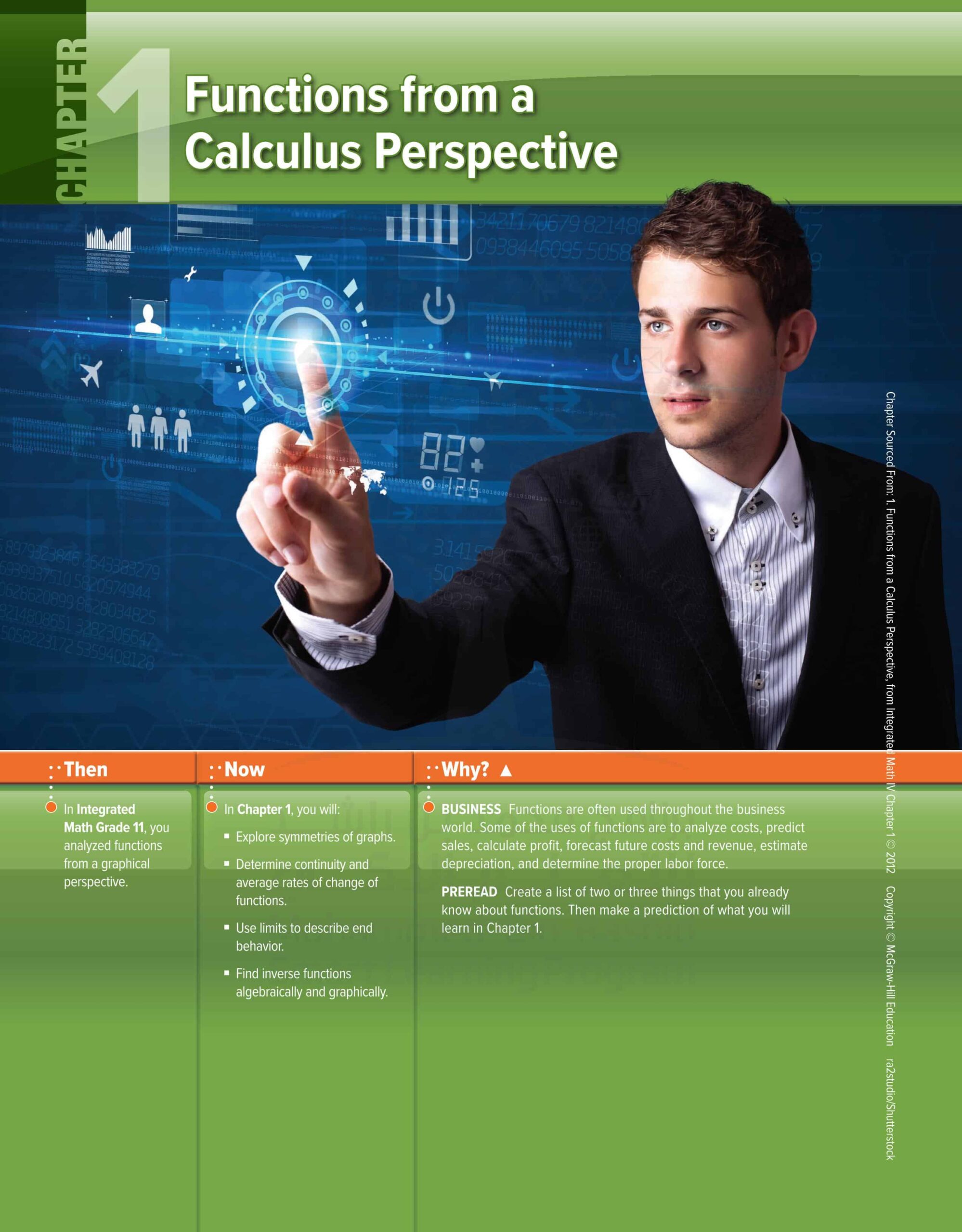 كتاب الطالب الوحدة الأولى functions from a calculus perspective الرياضيات المتكاملة الصف الثاني عشر عام