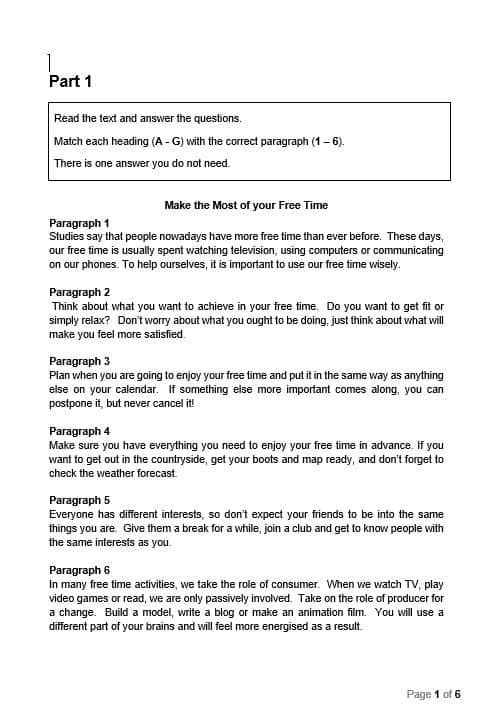 أوراق عمل نموذج امتحان اللغة الإنجليزية الصف التاسع