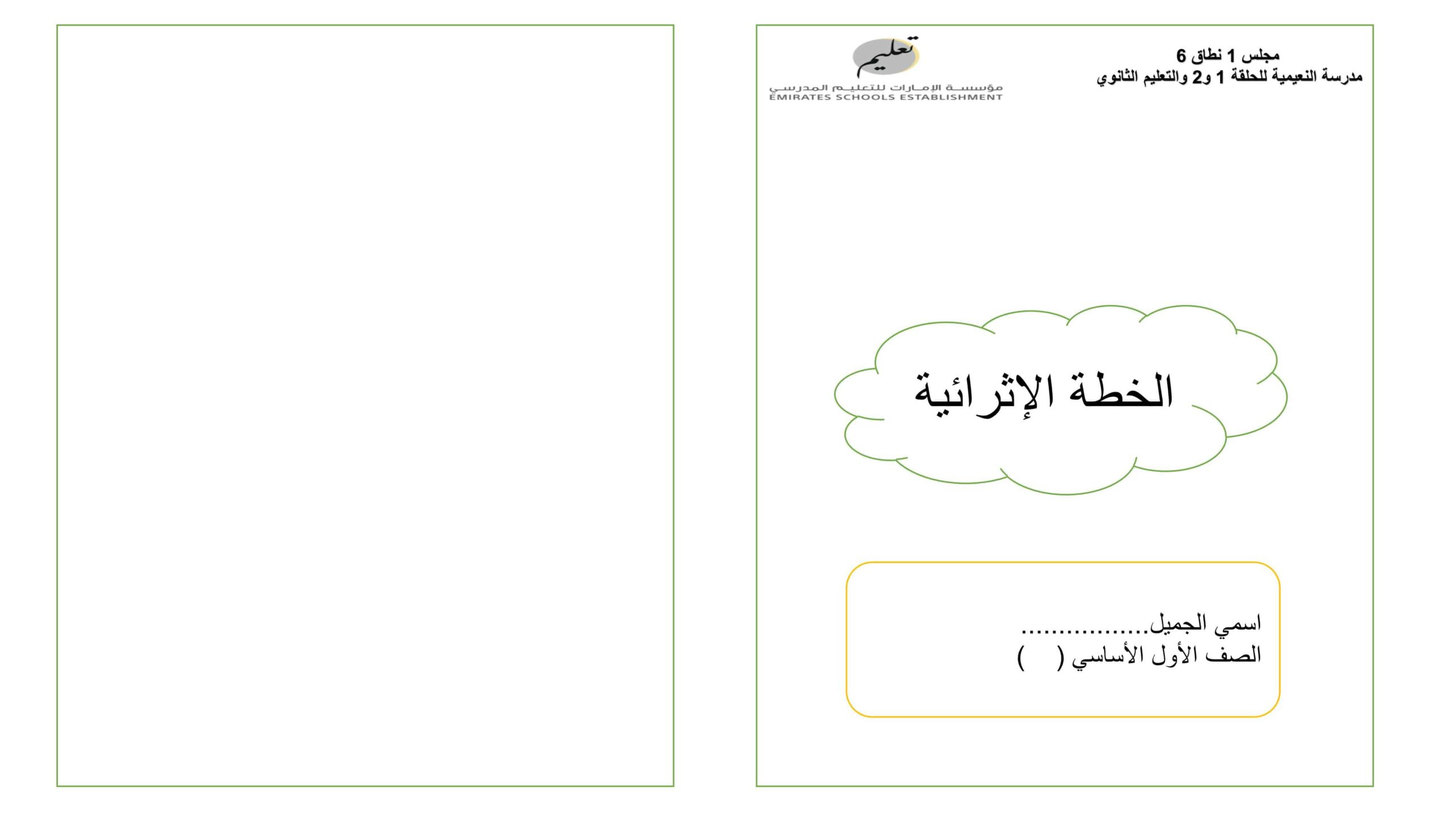 خطة إثرائية في الكتابة اللغة العربية الصف الأول