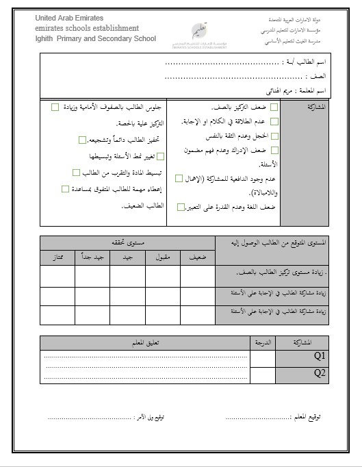 خطة علاجية للطلاب الضعاف اللغة العربية الصف الثاني