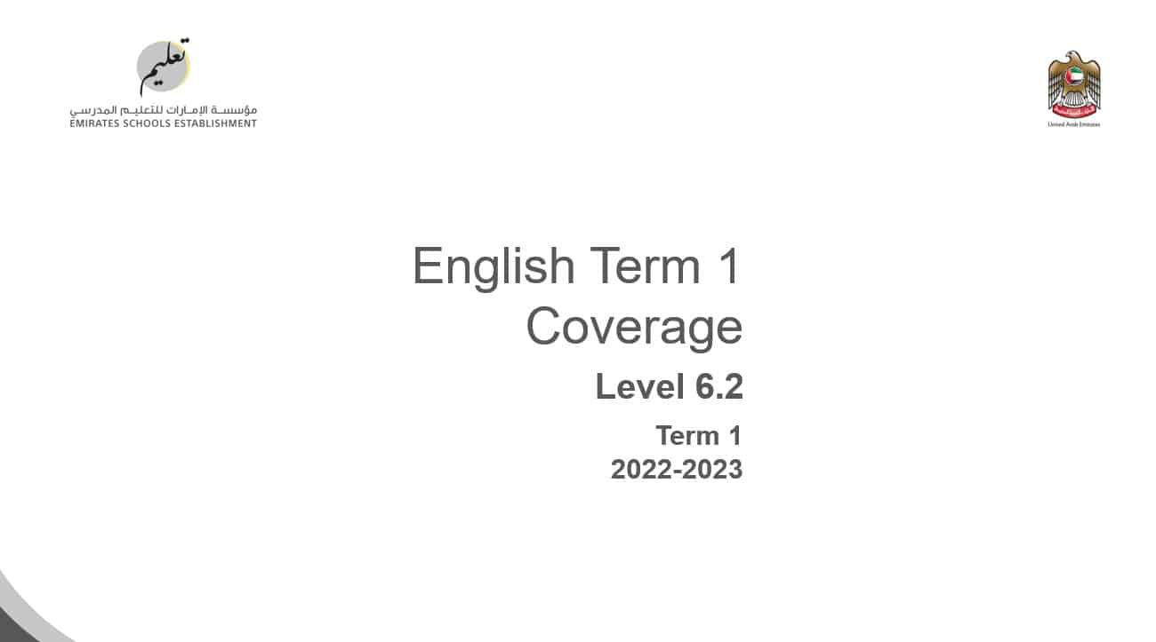 Coverage grammar & functional language Level 6.2 اللغة الإنجليزية الصف الثامن نخبة الفصل الدراسي الأول 2022-2023