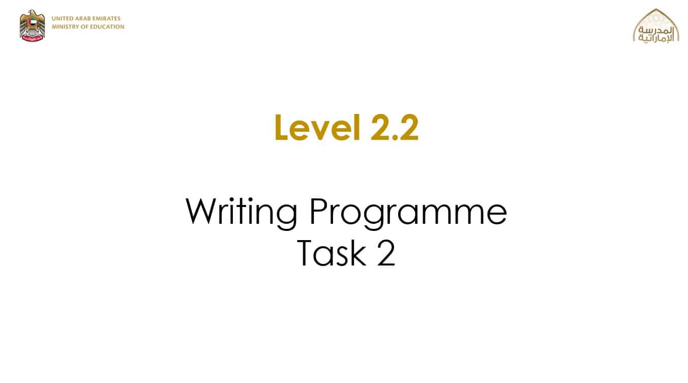 Writing Programme Task 2 اللغة الإنجليزية الصف الرابع - بوربوينت 