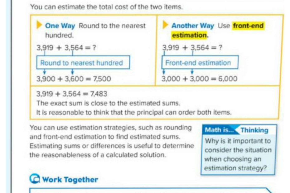 حل وحدة Addition and Subtraction Strategies and Algorithms الرياضيات المتكاملة الصف الرابع
