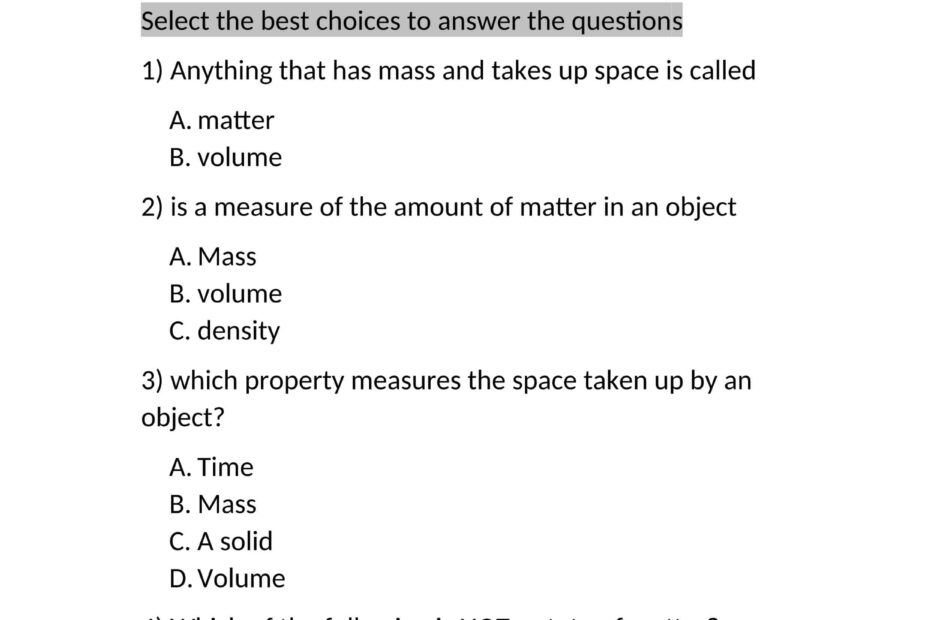 حل أوراق عمل Matter properties العلوم المتكاملة الصف الخامس