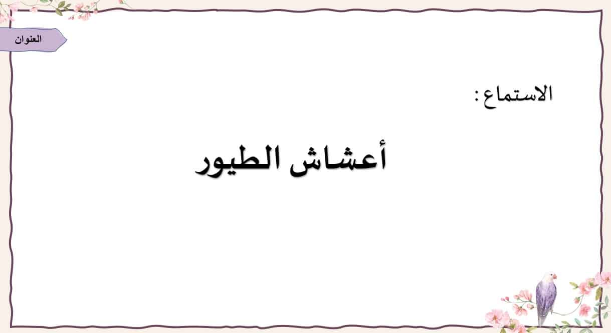 درس أعشاش الطيور اللغة العربية الصف الثاني - بوربوينت 