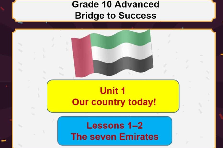 حل درس The seven Emirates اللغة الإنجليزية الصف العاشر متقدم - بوربوينت