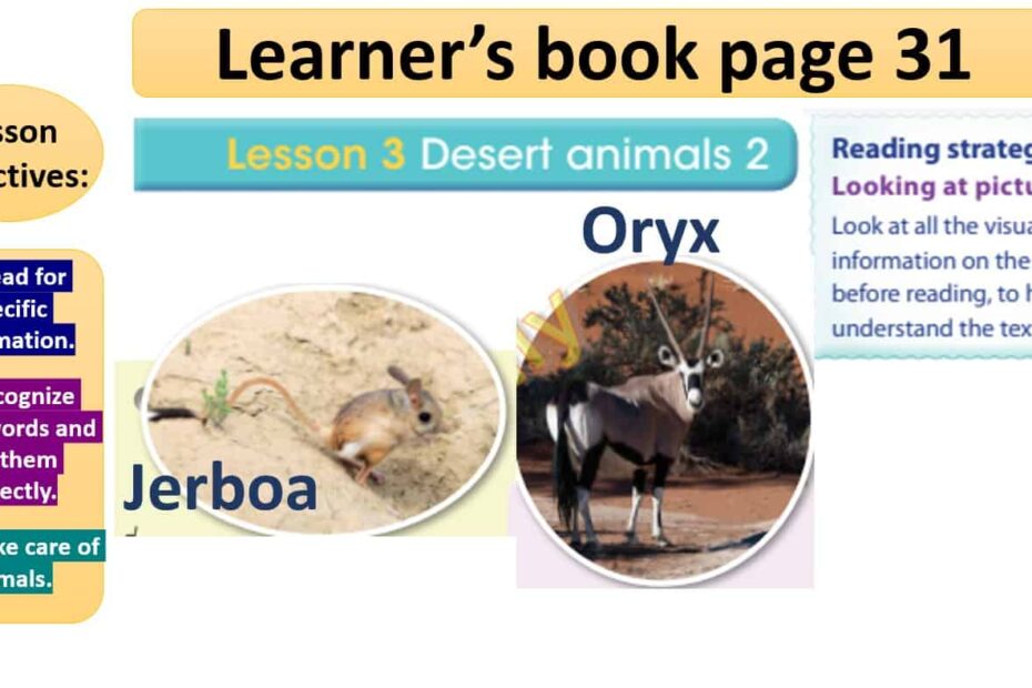 حل درس Desert animals 2 اللغة الإنجليزية الصف الرابع - بوربوينت