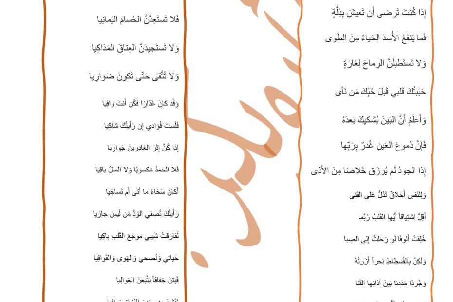 المراجعة النهائية النص الشعري اللغة العربية الصف الثاني عشر