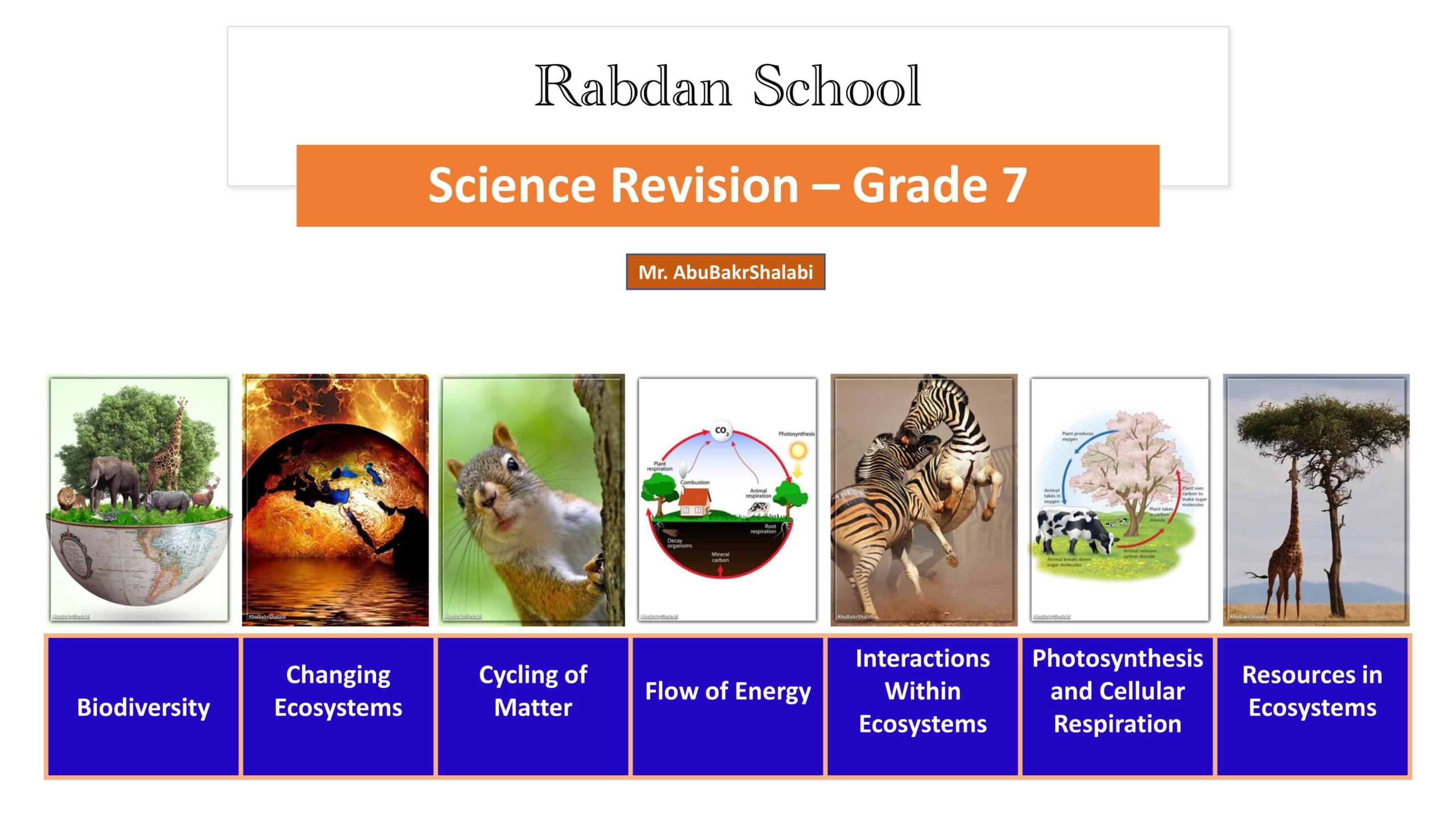 مراجعة عامة Revision العلوم المتكاملة الصف السابع 