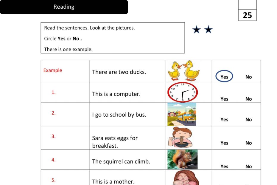 أوراق عمل Test 1 اللغة الإنجليزية الصف الثاني