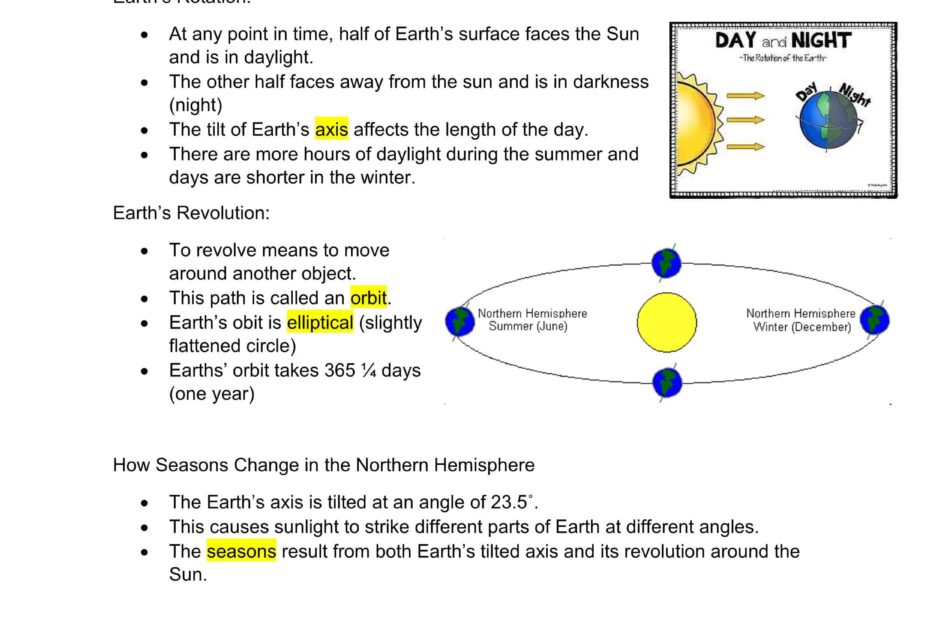 ملخص EARTH’S MOTION العلوم المتكاملة الصف الخامس