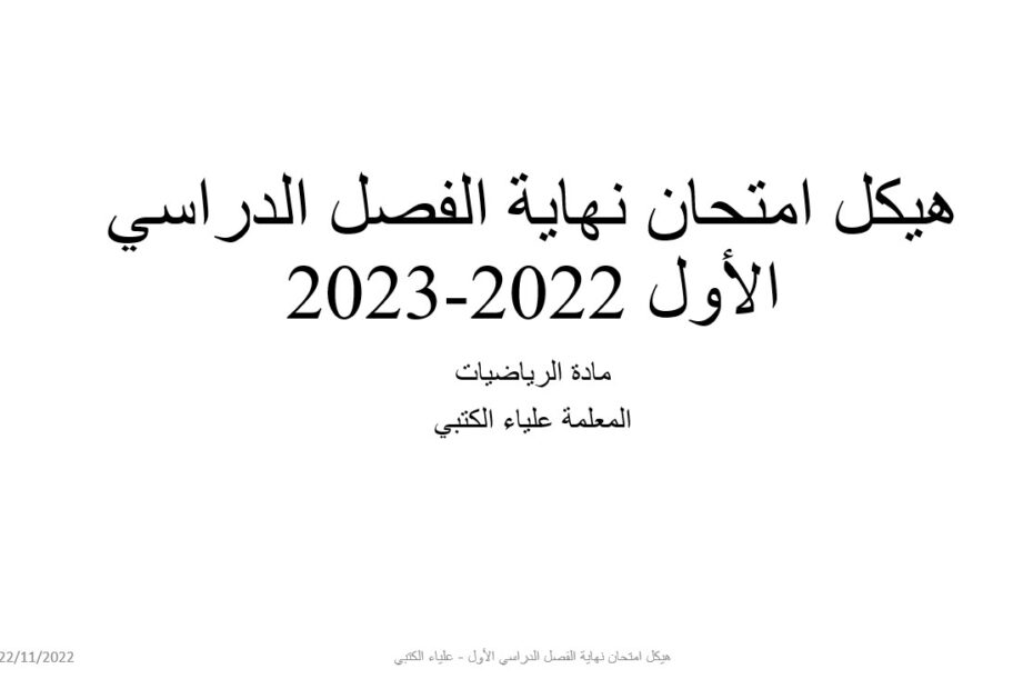 مراجعة هيكل امتحان الرياضيات المتكاملة الصف العاشر عام - بوربوينت