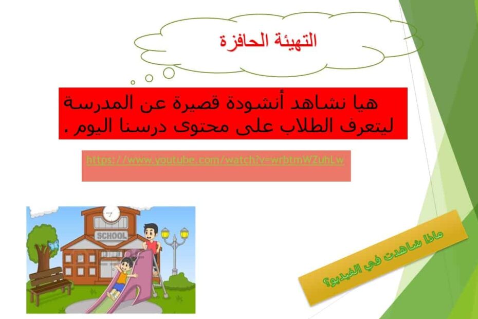 استماع درس في مدرستي لغير الناطقين بها اللغة العربية الصف الخامس - بوربوينت