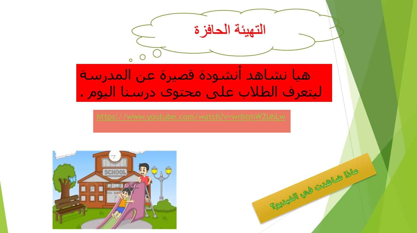 استماع درس في مدرستي لغير الناطقين بها اللغة العربية الصف الخامس - بوربوينت