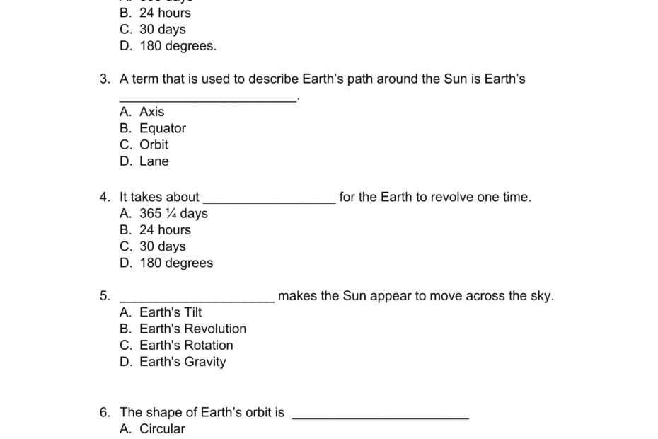 أوراق عمل EARTH’S MOTION العلوم المتكاملة الصف الخامس
