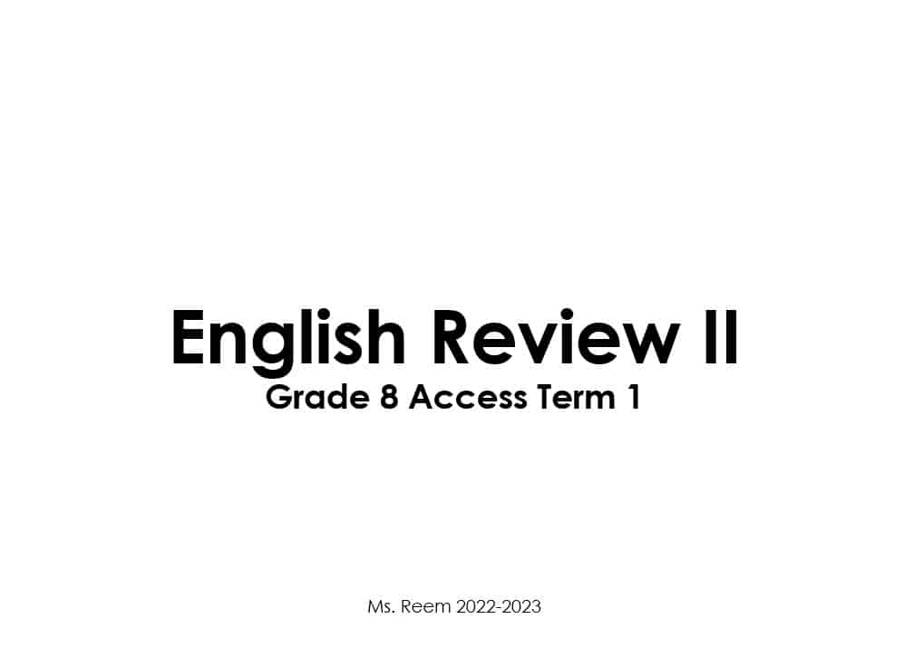 مراجعة Review اللغة الإنجليزية الصف الثامن Access - بوربوينت 