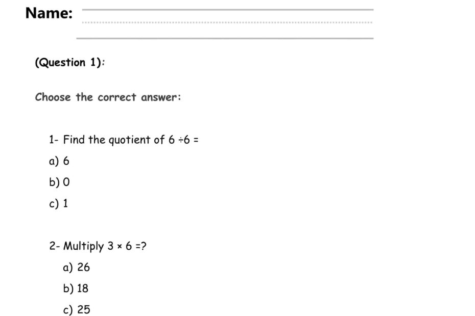 أوراق عمل Final exam revision الرياضيات المتكاملة الصف الثالث