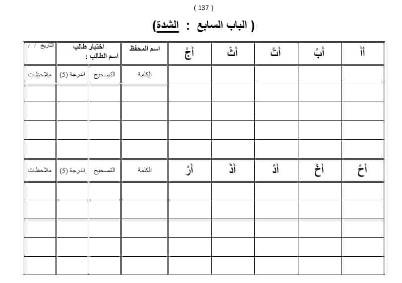 تدريبات التهجئة المرحلة الثالثة اللغة العربية الصف الأول