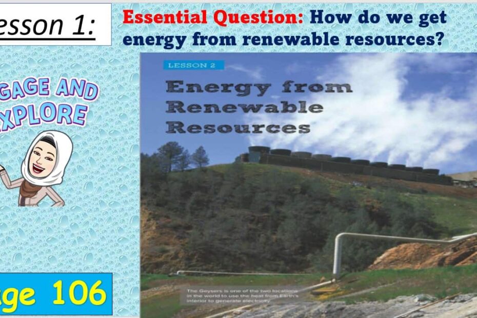 حل درس Energy From Renewable Resource العلوم المتكاملة الصف الرابع - بوربوينت