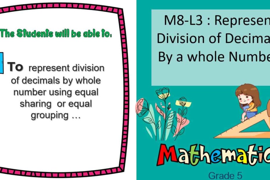 حل درس Represent Division of Decimals By a whole Number الرياضيات المتكاملة الصف الخامس - بوربوينت