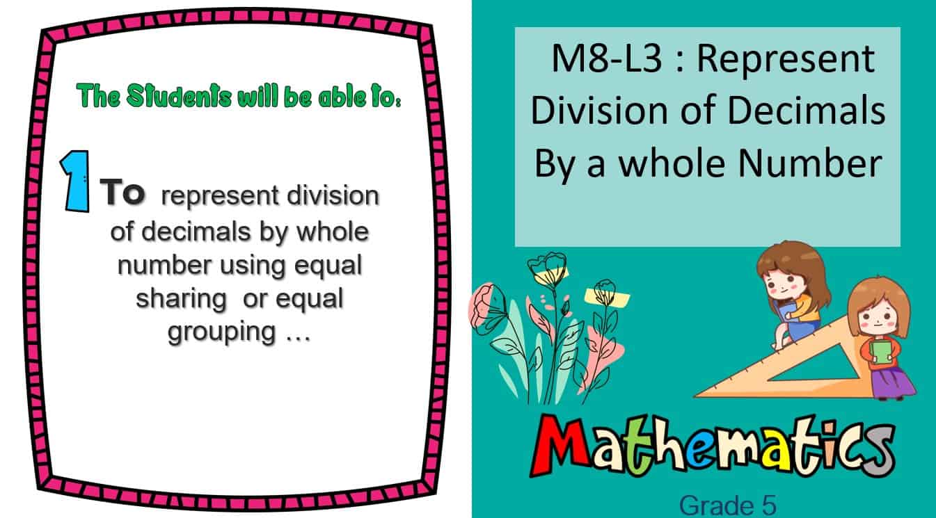 حل درس Represent Division of Decimals By a whole Number الرياضيات المتكاملة الصف الخامس - بوربوينت