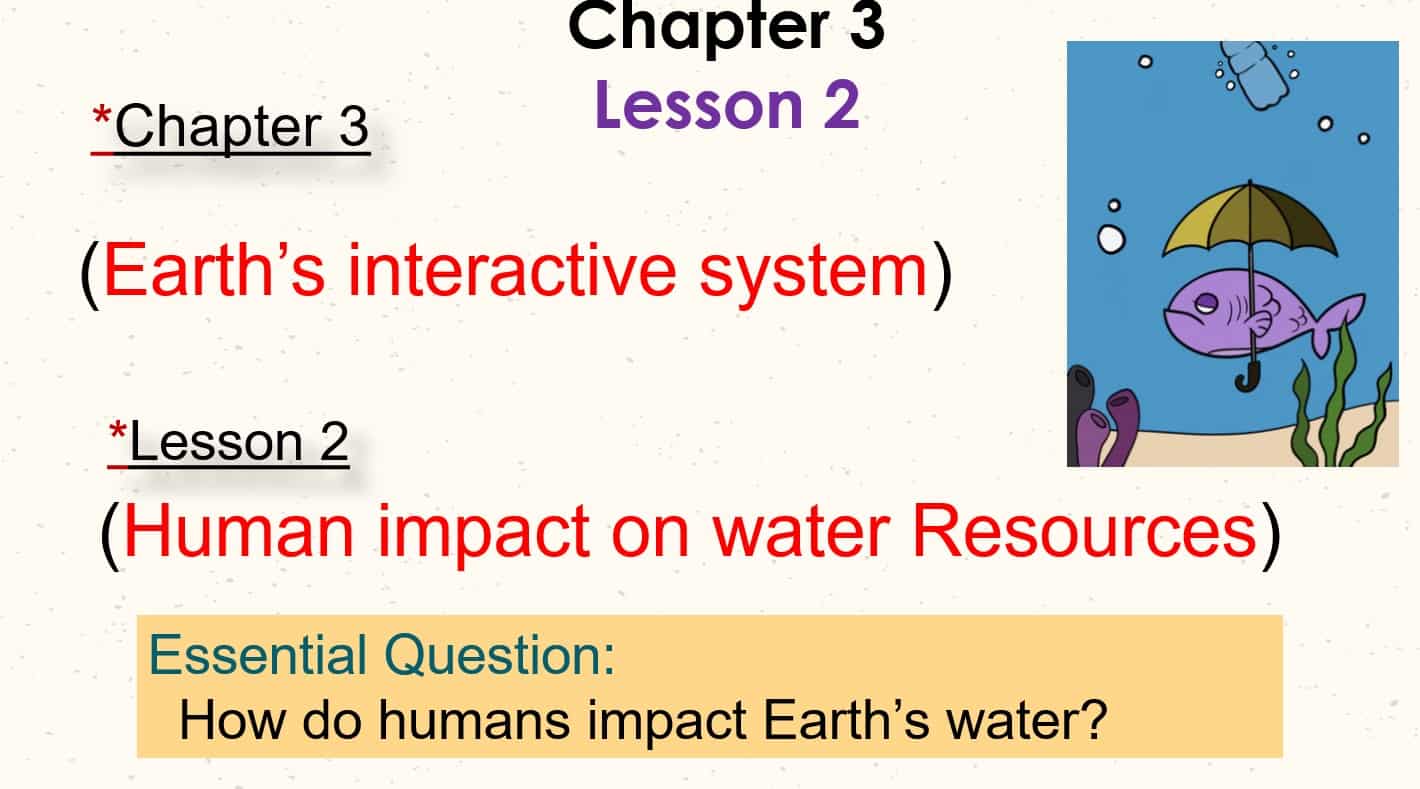 درس Human impact on water Resources العلوم المتكاملة الصف الخامس - بوربوينت 