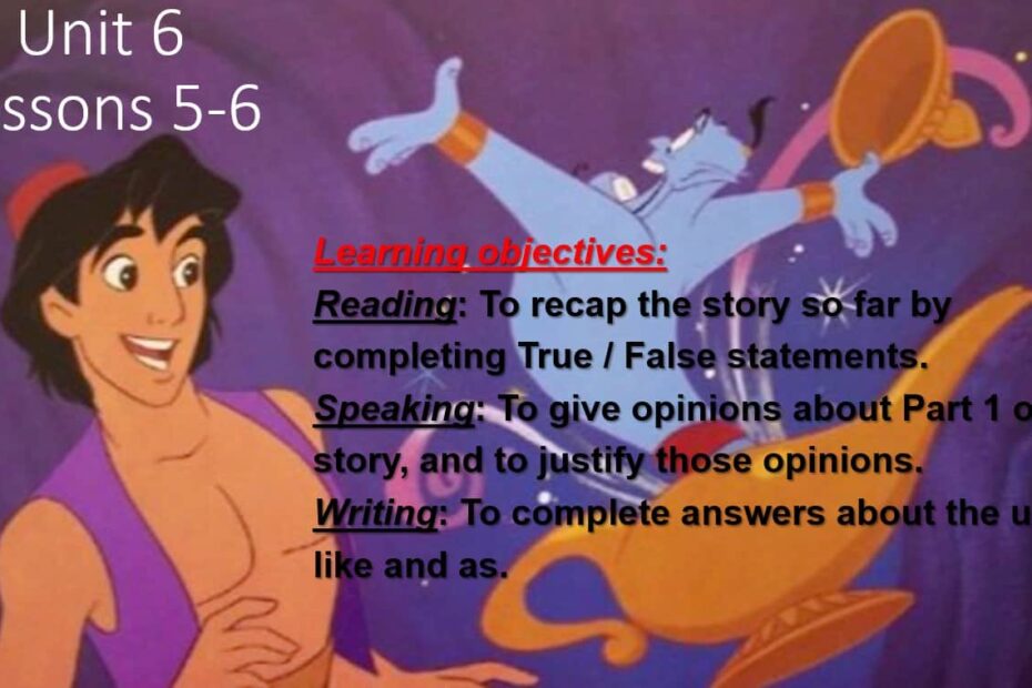 حل درس The story of Aladdin Part 2 اللغة الإنجليزية الصف الثامن - بوربوينت