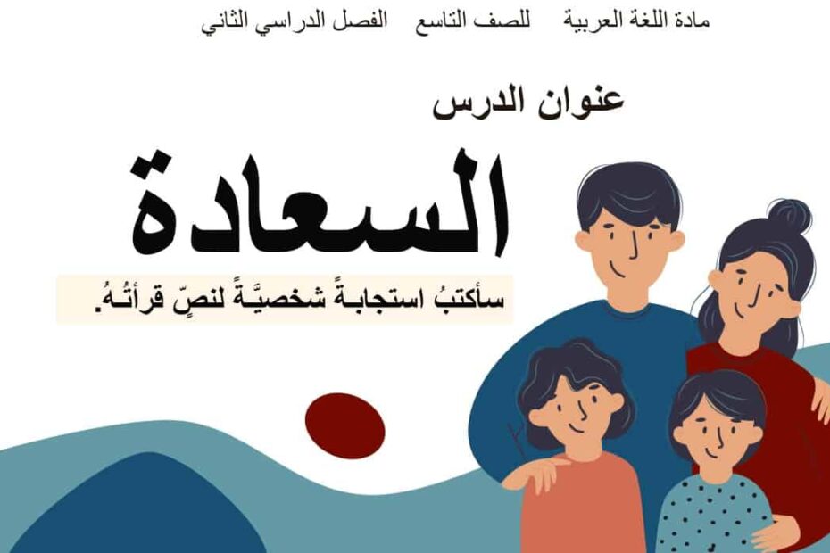 حل درس السعادة اللغة العربية الصف التاسع - بوربوينت