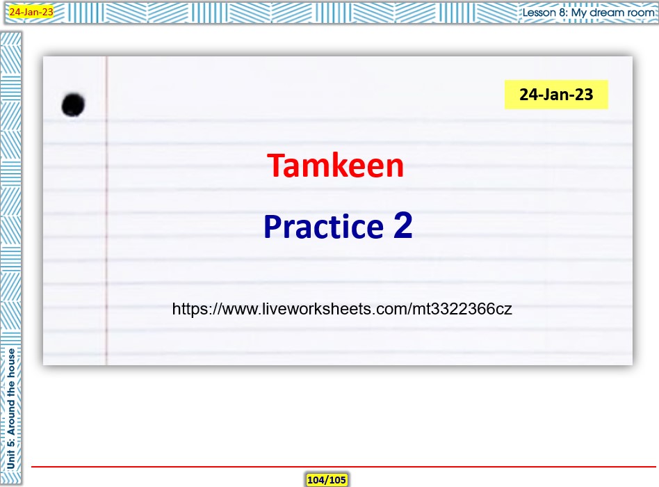 تدريبات Tamkeen Practice 2 اللغة الإنجليزية الصف الثامن - بوربوينت 