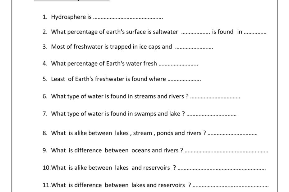 حل ورقة عمل Water distribution on earth العلوم المتكاملة الصف الخامس